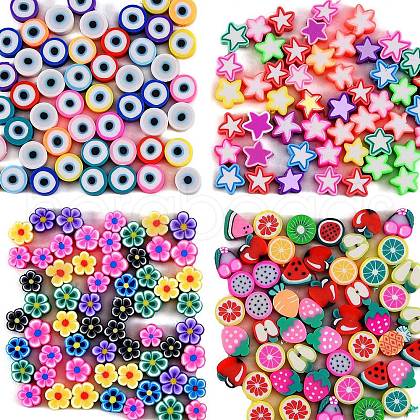 200Pcs 4 Styles Handmade Polymer Clay Beads CLAY-SZ0001-54-1