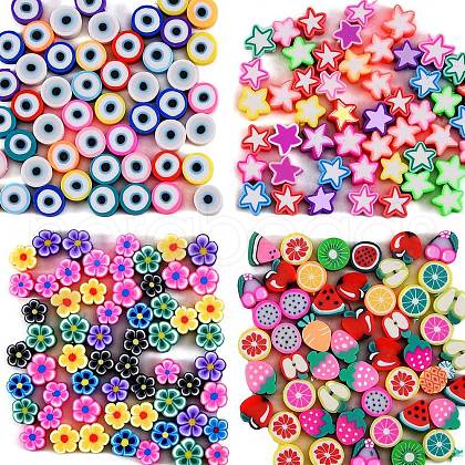 200Pcs 4 Styles Handmade Polymer Clay Beads CLAY-SZ0001-54-1