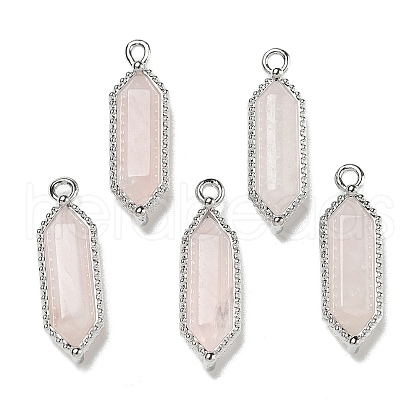 Natural Rose Quartz Faceted Double Terminal Pointed Pendants G-G181-05P-01-1