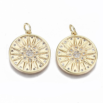 Brass Micro Pave Clear Cubic Zirconia Pendants KK-S356-155G-NF-1