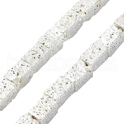 Electroplated Natural Lava Rock Beads Strands G-I360-K01-04-1