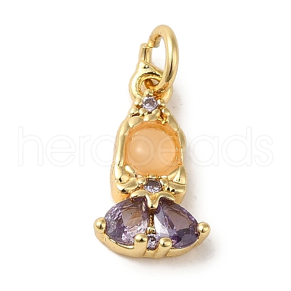 Brass Micro Pave Colorful Cubic Zirconia Glass Pendants X-KK-R162-026B-G-1