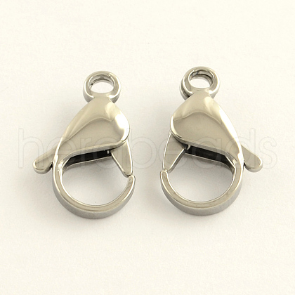 Tarnish Resistant 304 Stainless Steel Lobster Claw Clasps STAS-R065-18-1