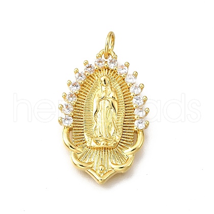 Brass Micro Pave Clear Cubic Zirconia Pendants KK-V011-51G-1