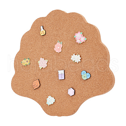 Shell Shape Wall Mounted Brooch Jewelry Display Cork Tray AJEW-WH0433-01B-1
