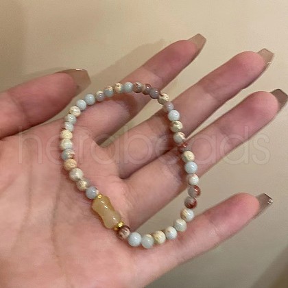 Handmade Porcelain Round Beads Stretch Bracelets for Women WG88E43-05-1