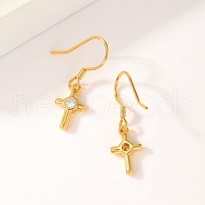 Cross Brass Dangle Earrings VT2917-1