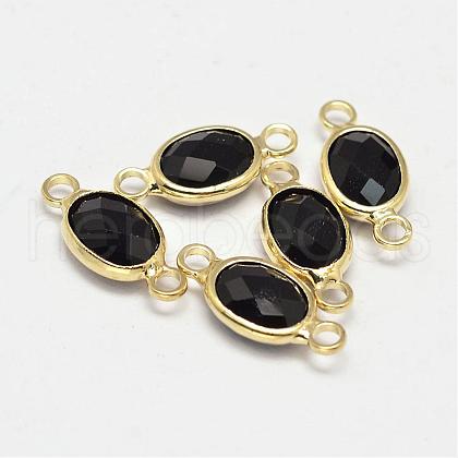 Oval Faceted Golden Brass Glass Links connectors GLAA-O014-20G-1