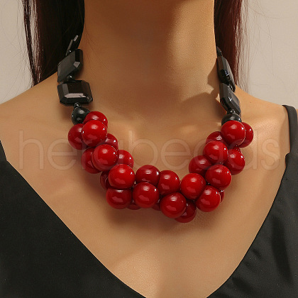 Bohemian Resin Round Beaded Chunky Necklaces for Women FS-WGA6DA1-12-1