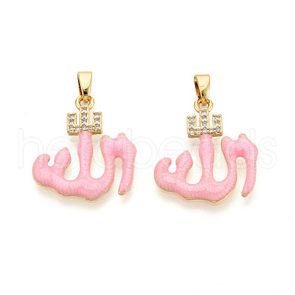 Brass Micro Pave Cubic Zirconia Enamel Pendants KK-L231-06G-01-1