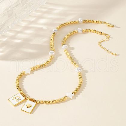 Brass & Imitation Pearl Faith Pendant Necklaces YX9941-2-1