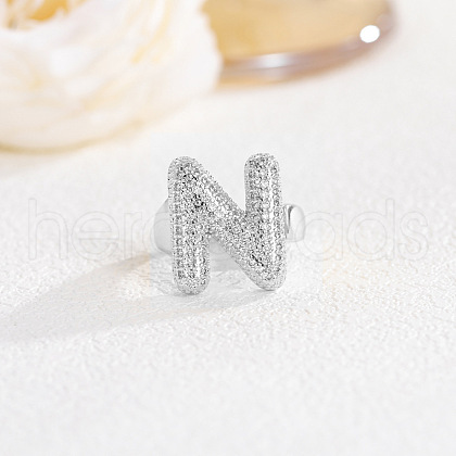 Brass Micro Pave Clear Cubic Zirconia Cuff Rings FS-WG4832E-28-1