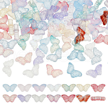 HOBBIESAY 100Pcs Transparent Spray Painted Glass Beads GLAA-HY0001-41-1