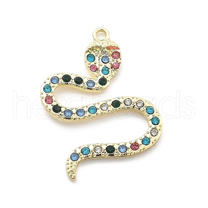 Snake Shape Alloy Rhinestone Pendants PALLOY-Q030-01F-1