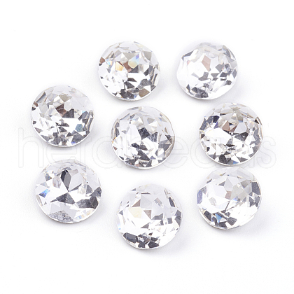 Pointed Back & Back Plated Glass Rhinestone Cabochons RGLA-J012-10mm-001-1