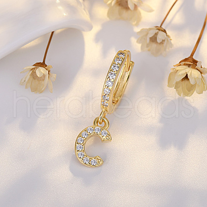 Brass Micro Pave Clear Cubic Zirconia Hoop Earrings WGE85EC-04-1