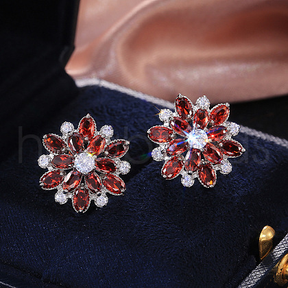 Brass Cubic Zirconia Stud Earrings WG5F7F0-07-1