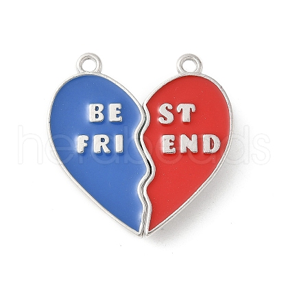 Alloy Red and Cornflower Blue Enamel Split Pendants PALLOY-V006-04P-1