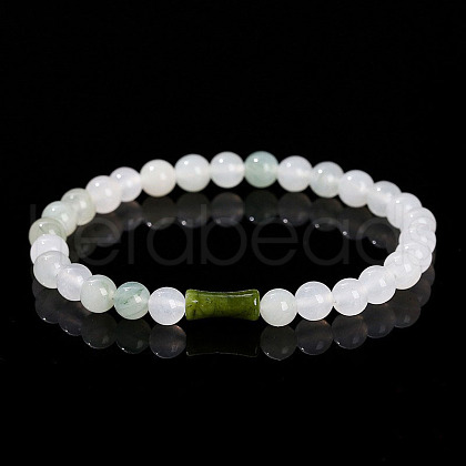 Natural Southern Jade Round Beads Stretch Bracelets WG583E5-10-1