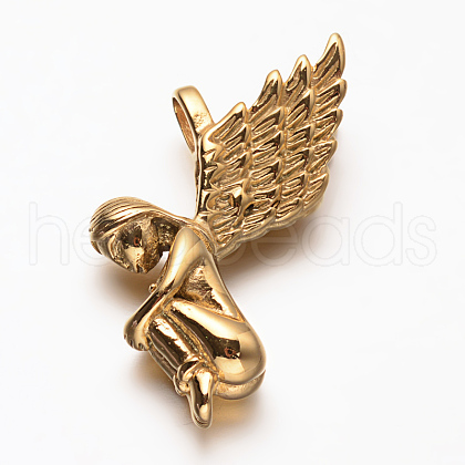 304 Stainless Steel Angel Pendants STAS-M202-02G-1