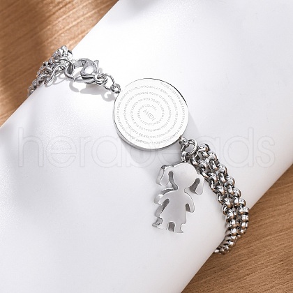 304 Stainless Steel Multi-strand Link Bracelets BJEW-A036-06P-1