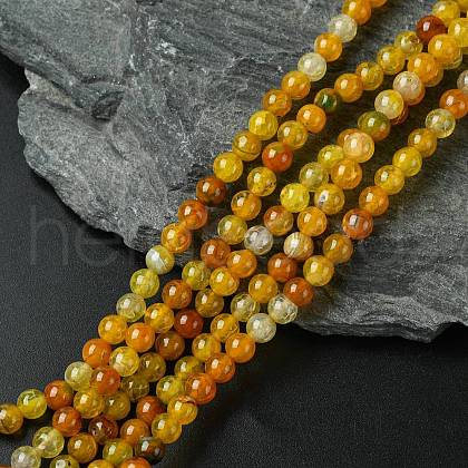 Dyed Natural Dragon Veins Agate Beads Strands G-C068-6mm-15-1