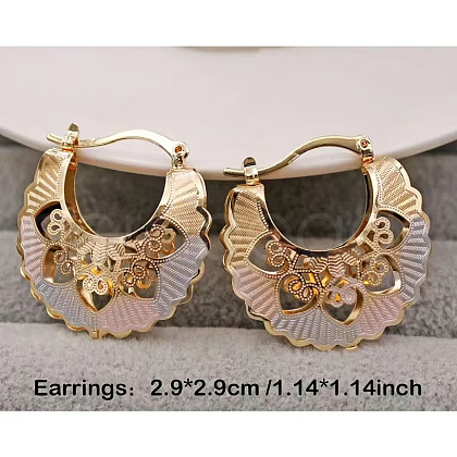 Flower Brass Hoop Earrings FS-WGED0F1-04-1