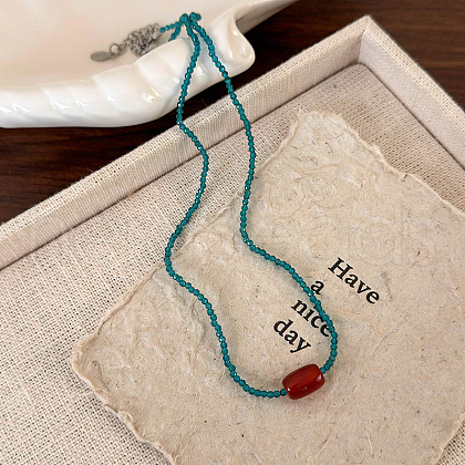 Round Glass Seed Beaded Necklaces Women Unique Design Chic Jewelry YO9856-1-1