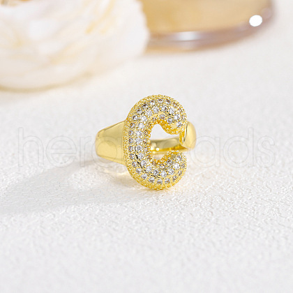 Brass Micro Pave Clear Cubic Zirconia Cuff Rings FS-WG4832E-05-1