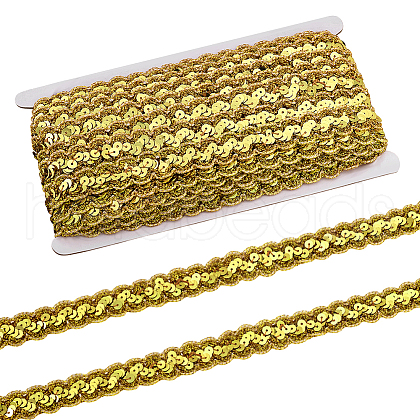 Sparkle Wave Pattern Metallic Polyester Lace Ribbon OCOR-WH0047-73A-05-1
