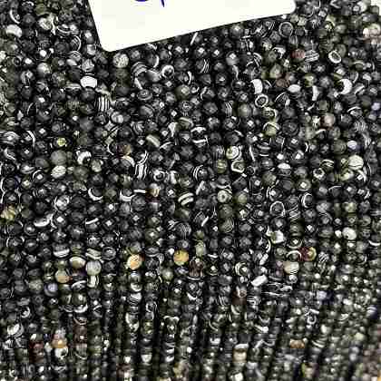 Natural Black Agate Beads Strands G-RM250101-C18-1