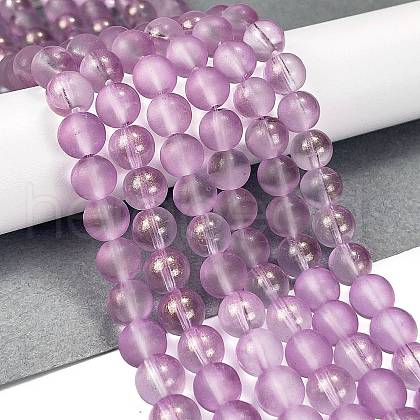 Frosted Transparent Glass Bead Strands X1-GLAA-P065-8mm-07-1