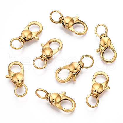 304 Stainless Steel Swivel Lobster Claw Clasps STAS-R065-10G-1