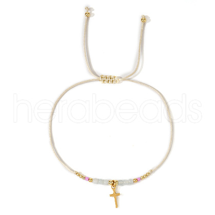 Natural Moonstone Braided Bead Bracelets KA2676-1-1