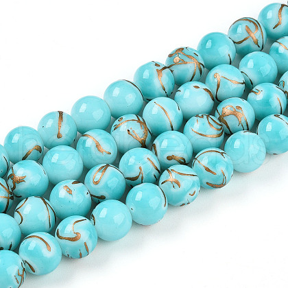 Baking Painted Glass Beads Strands DGLA-N010-10mm-03-1