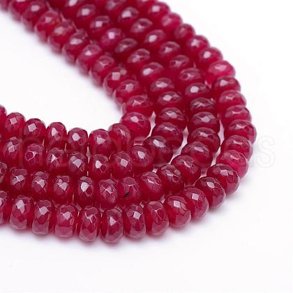Faceted Rondelle Dyed Natural White Jade Bead Strands G-R343-6x8-07-1