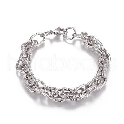 304 Stainless Steel Rope Chain Bracelets BJEW-I274-09S-1