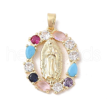 Brass Cubic Zirconia Pendants KK-Z050-18G-02-1