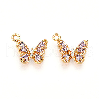 Brass Micro Pave Cubic Zirconia Charms KK-N262-112A-G-1