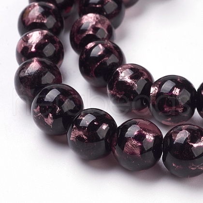 Handmade Silver Foil Lampwork Beads Strands FOIL-L016-A07-1