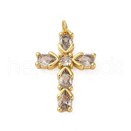 Brass Micro Pave Cubic Zirconia Pendants KK-P308-29G-1