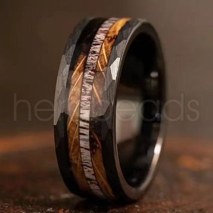 304 Stainless Steel & Wood Finger Rings for Men WG79787-02-1