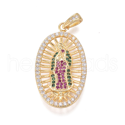 Religion Theme Brass Micro Pave Cubic Zirconia Pendants ZIRC-I032-71G-1