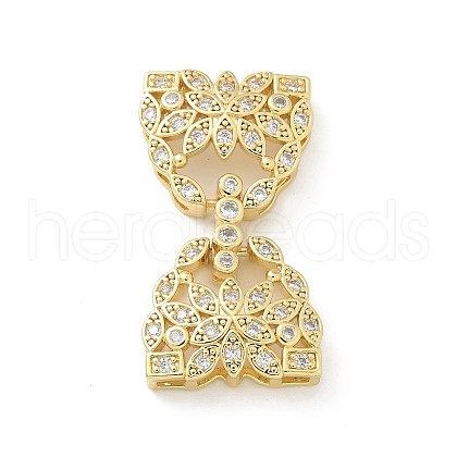 Brass Micro Pave Clear Cubic Zirconia Fold Over Clasps KK-Z083-04G-1