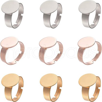 Unicraftale Adjustable 304 Stainless Steel Finger Rings Components STAS-UN0004-22-1
