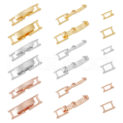 SUPERFINDINGS 32Pcs 8 Styles Brass Fold Over Clasps KK-FH0007-56-1