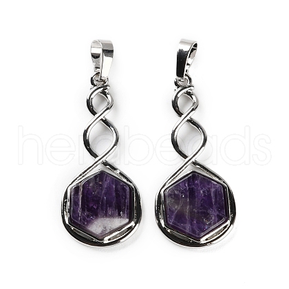 Natural Amethyst Pendants G-F777-05P-07-1
