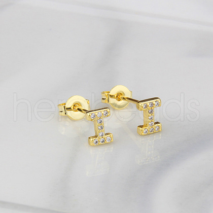 Brass Clear Cubic Zirconia Stud Earrings WGC2A80-09-1