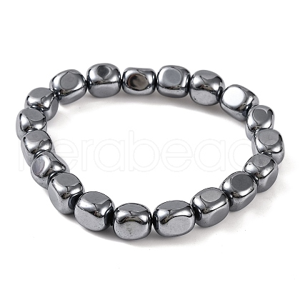 Cuboid Terahertz Stone Beaded Stretch Bracelets for Women Men BJEW-H590-01-1