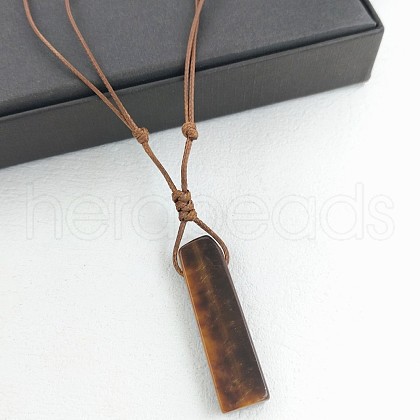 Natural Tiger Eye Rectangle Pendant Necklaces FS-WGC5719-07-1